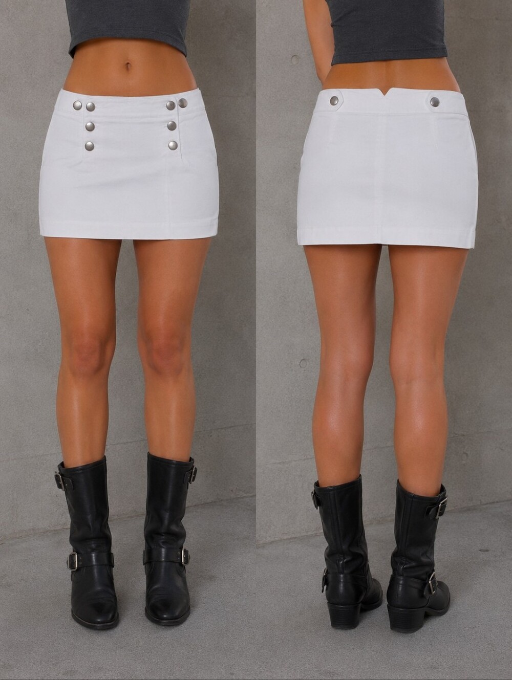 ⚓🤍✨ Express White Sailor Mini Skirt Silver Button Y2K Vintage Nautical Size 6